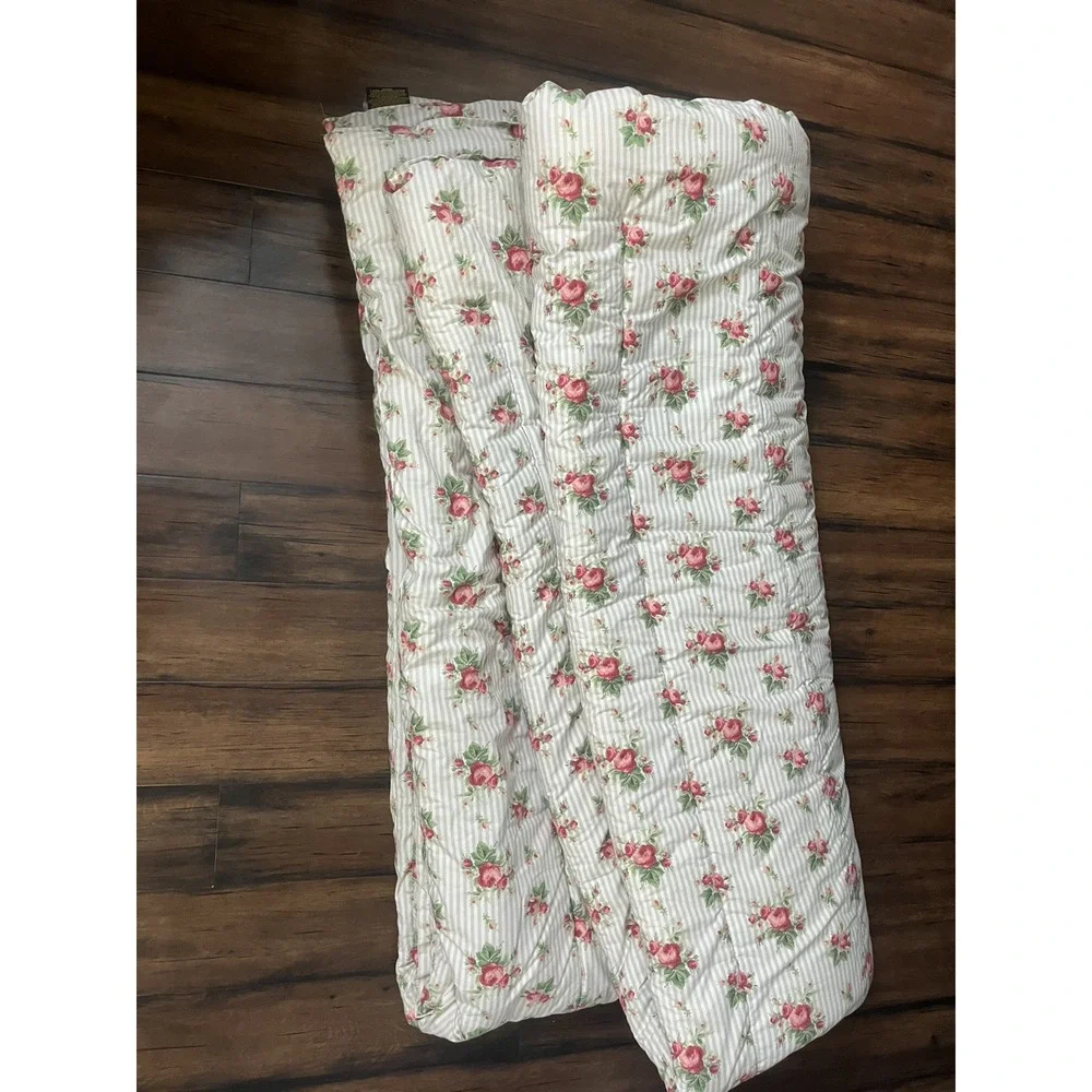 RARE Ralph Lauren Emma Striped King Comforter & 2 Ruffle Shams Floral Bedroom